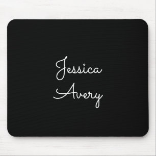 Any Name   Cool Editable White Script on Black Mouse Pad