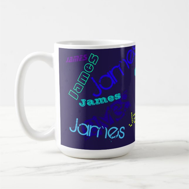 Any Name Customisable Colourful Name Pattern Coffee Mug (Left)