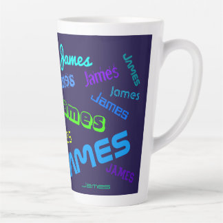 Any Name Customisable Colourful Name Pattern Latte Mug