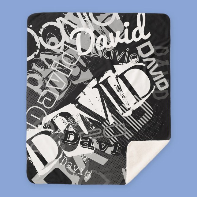 Any Name Customisable Creative Black & White Sherpa Blanket (Creator Uploaded)