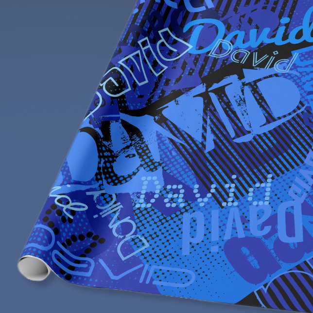 Any Name Customisable Creative Blue Wrapping Paper (Creator Uploaded)