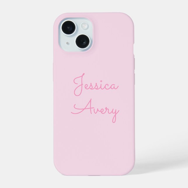 Any Name | Cute Pink Cursive iPhone 15 Case (Back)