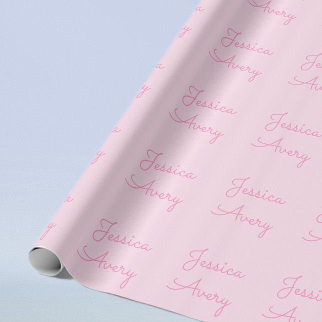 Any Name | Cute Pink Cursive Wrapping Paper (Creator Uploaded)