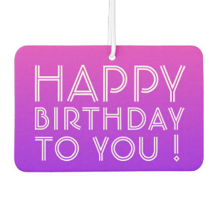 Any Name Editable Happy Birthday Pink Purple Ombre Car Air Freshener