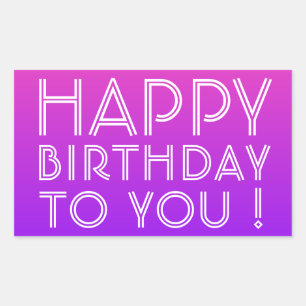 Any Name Editable Happy Birthday Pink Purple Ombre Rectangular Sticker