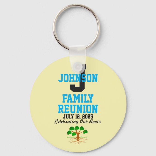 Any Name Family Reunion Light Yellow Any Date  Key Ring (Front)
