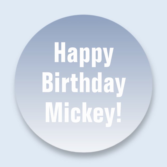 Any name, happy birthday + any colour ombre  classic round sticker (Creator Uploaded)