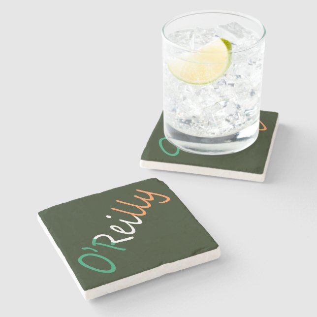 Any Name overlaid on Irish Flag coastercnt Stone Coaster (Side)