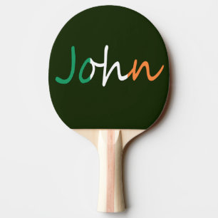 Any Name overlaid on Irish Flag ppcn Ping Pong Paddle