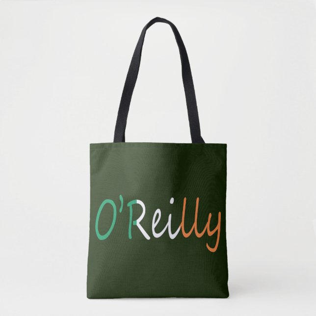 Any Name overlaid on Irish Flag stcnm Tote Bag (Front)