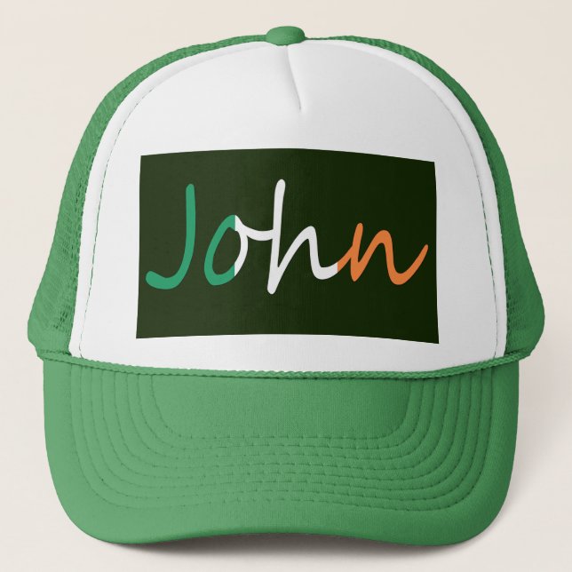 Any Name Overlaid On Irish Flag thcnt Trucker Hat (Front)