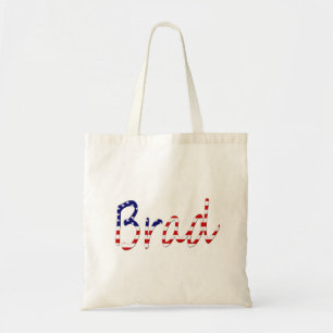 Any Name overlaid on USA Flag btcn Tote Bag