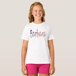 Any Name overlaid on USA flag Girls cn T-Shirt