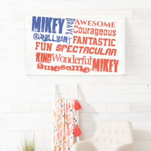 Any Name Red White And Blue American USA Flag Banner