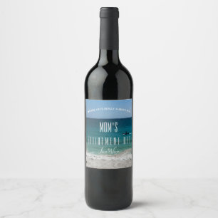 Any Name Retirement Celebration Beach Ocean Wine Label