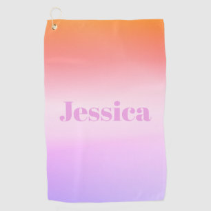 Any Name   Retro-Modern Styled Text Colourful Ombr Golf Towel
