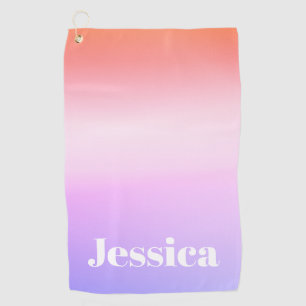 Any Name   Retro-Modern Styled Text Colourful Ombr Golf Towel