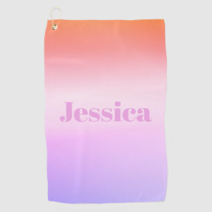 Any Name Retro-Modern Styled Text Colourful Ombr Golf Towel