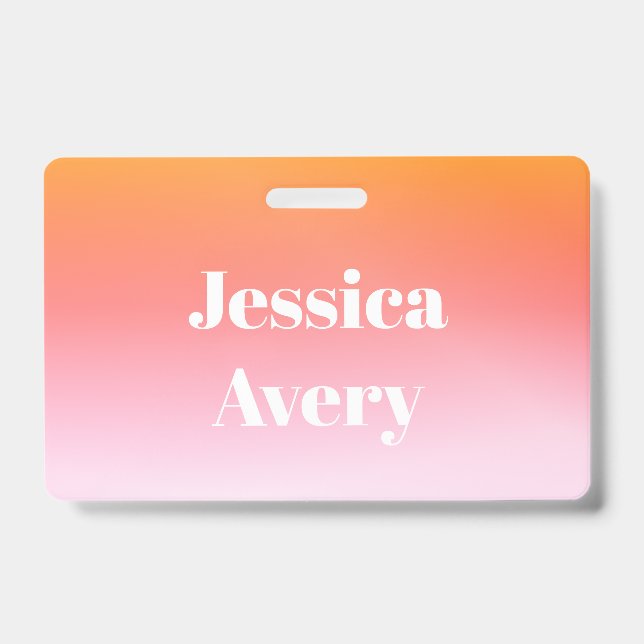 Any Name | Retro-Modern Styled Text Colourful Ombr ID Badge (Front)