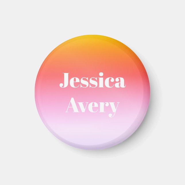 Any Name | Retro-Modern Styled Text Colourful Ombr Magnet (Front)
