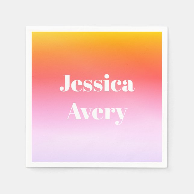 Any Name | Retro-Modern Styled Text Colourful Ombr Napkin (Front)