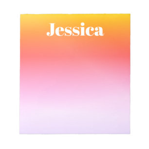 Any Name Retro-Modern Styled Text Colourful Ombr Notepad