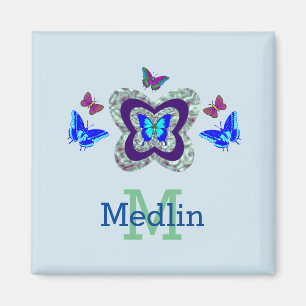 Any Name Vibrant Butterflies Magnet