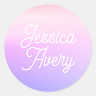 Any Name   Vintage Styled Text Colourful Ombre Classic Round Sticker