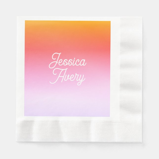 Any Name | Vintage Styled Text Colourful Ombre Napkin (Front)