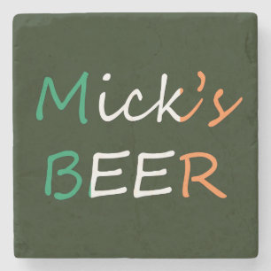 Any Name's Beer on Irish Flag coastercn Stone Coaster
