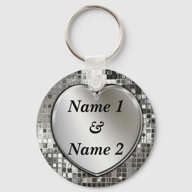 Any Names On Silver Heart Keychain (Front)