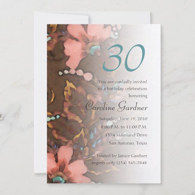 Any Number Birthday Invitation Floral (Front)
