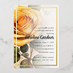 Any Number Birthday Invitation Yellow Roses
