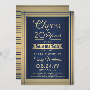 ANY Number Retirement Party Cheers Navy Blue Gold Save The Date