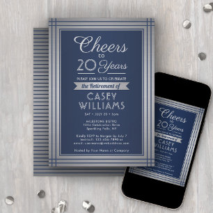 ANY Number Retirement Party Cheers Navy Blue Invitation