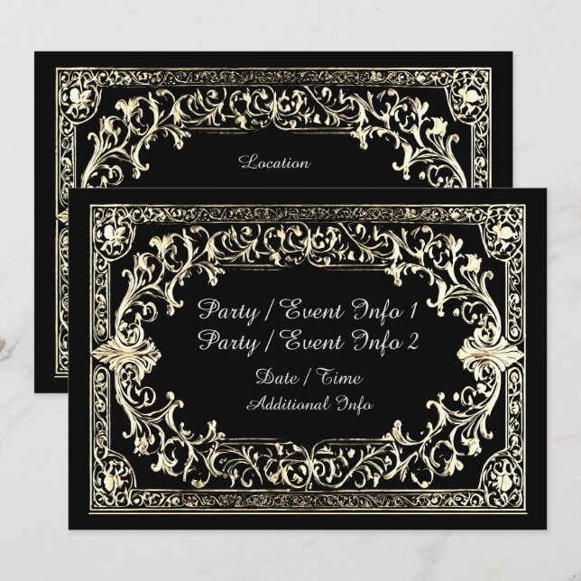 Any Occasion Gold Frame Invitation (Front/Back)