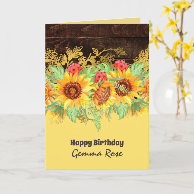 ANY OCCASION Rustic Sunflowers Card (Yellow Flower)