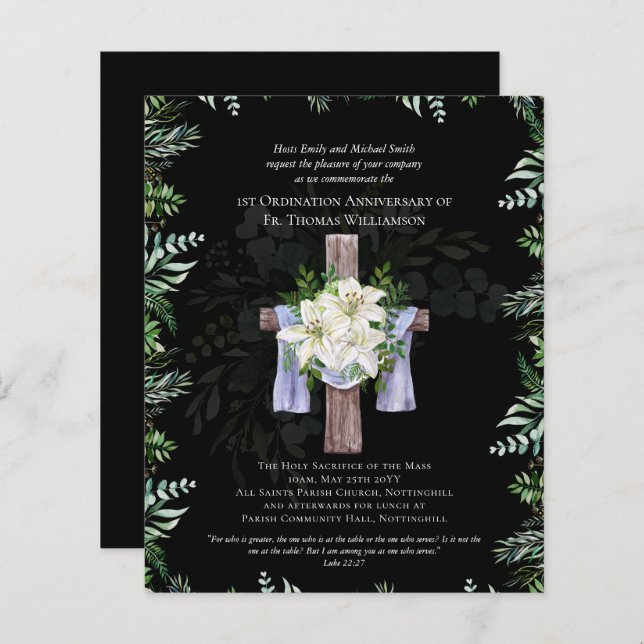 ANY Ordination Anniversary Invitation Lilys (Front/Back)