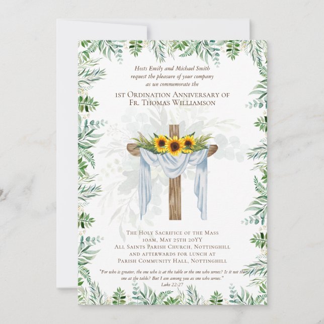 ANY Ordination Anniversary Invitation Rustic Wood (Front)