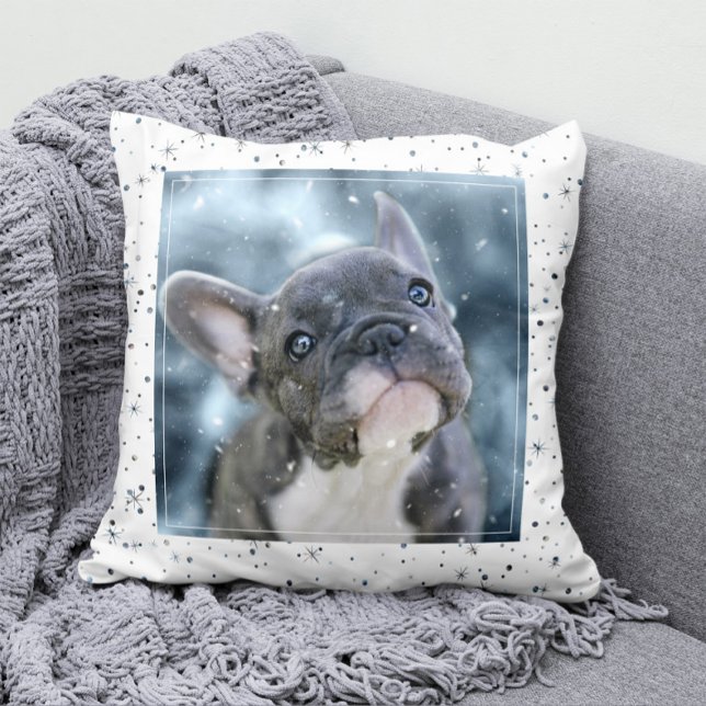Any Photo Colour-Matching Snow Fall & Stars Patter Cushion (Creator Uploaded)