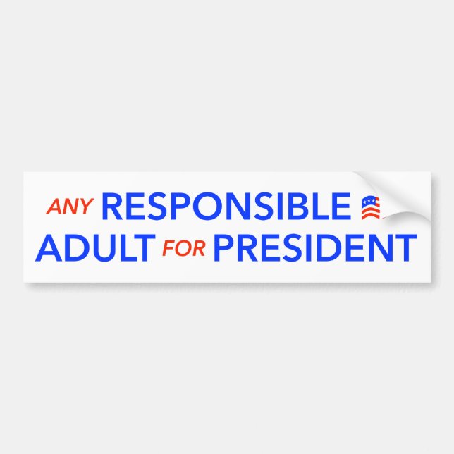 Any Responsible Adult for President Bumper Sticker (Front)