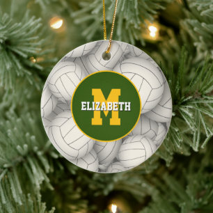 any school club fav team colors custom volleyball ceramic tree decoration