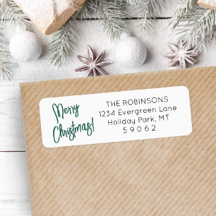 Any Script Green Brushed Christmas Return Address