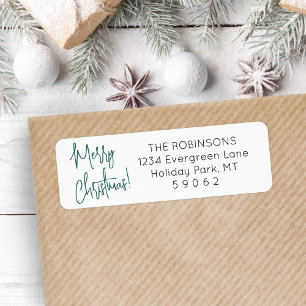 Any Script Modern Green Christmas Return Address