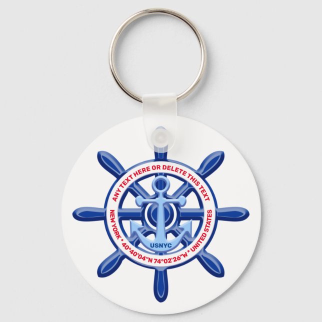 Any Sea Port, Ship, Country Customisable, Travel Key Ring (Front)
