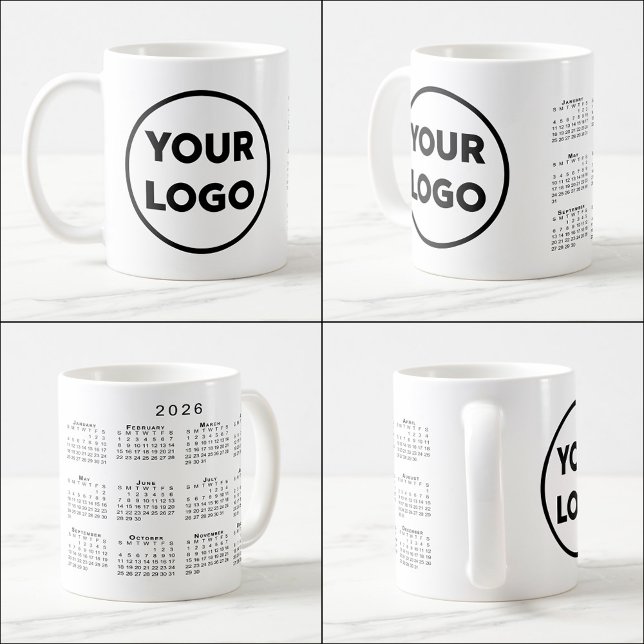 Any Shape Business Company Logo 2026 Calendar Coffee Mug (Any Shape Business Company Logo 2026 Calendar Coffee Mug, multiple views)