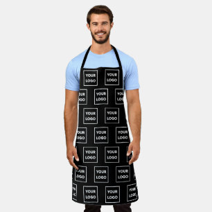 Any Shape Business Company Logo Pattern on Black Apron