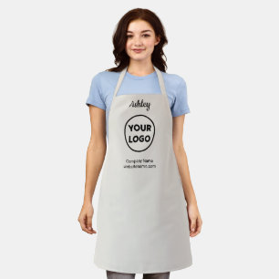 Any Shape Business Logo Custom Name Text on Beige Apron