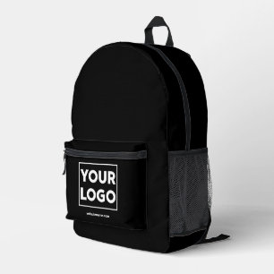 Any Shape Business Logo Custom Text on Black Printed Backpack