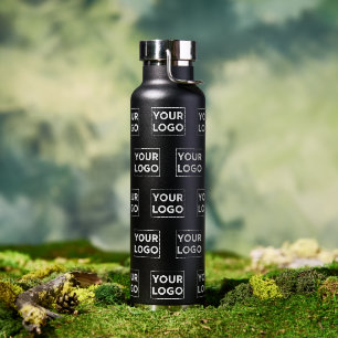 Any Shape Logo Pattern on Black Water Bottle